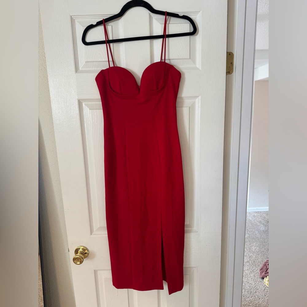 hello Molly Elegant Red Strapless Dress